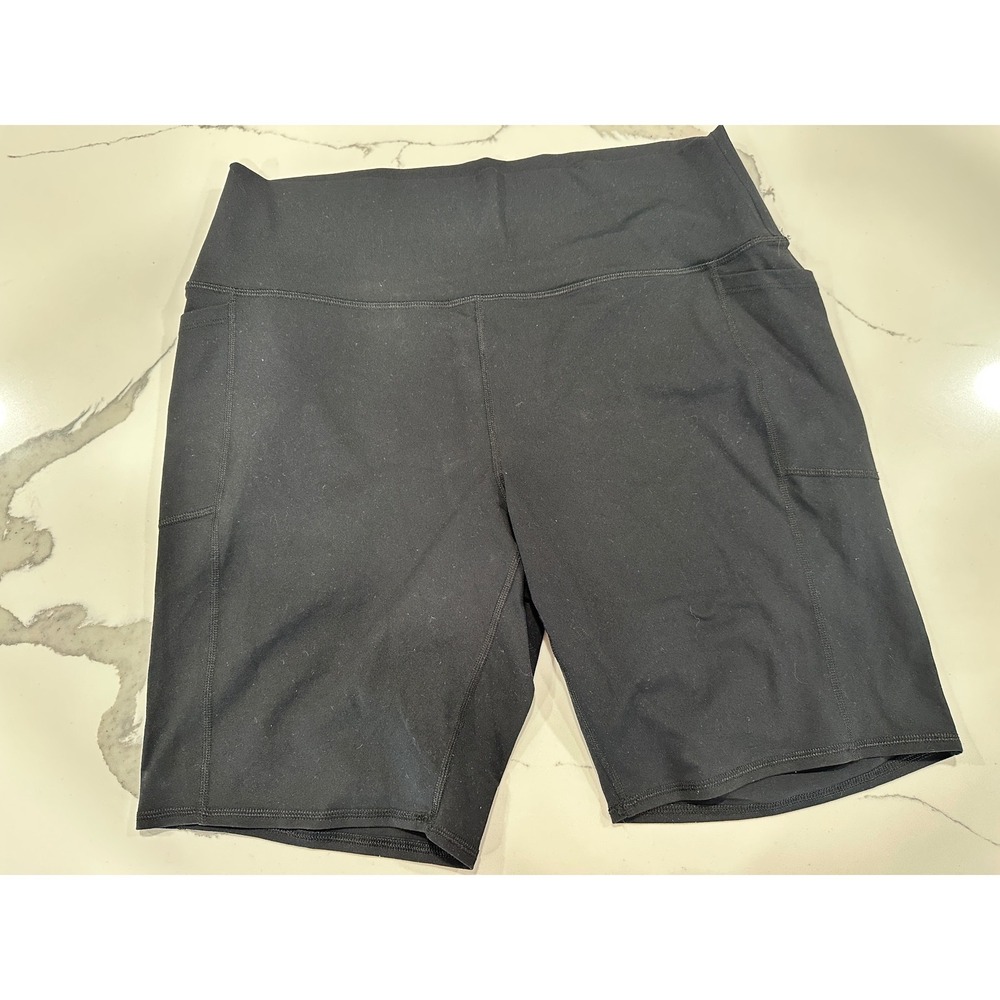 Black‎ High Waisted Biker Shorts Side Pockets 2XL Mono B Womens